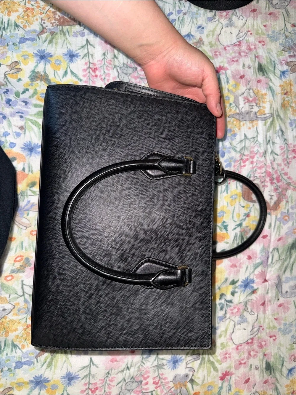 Michael Kors Black Saffiano Satchel with Gold Hardware